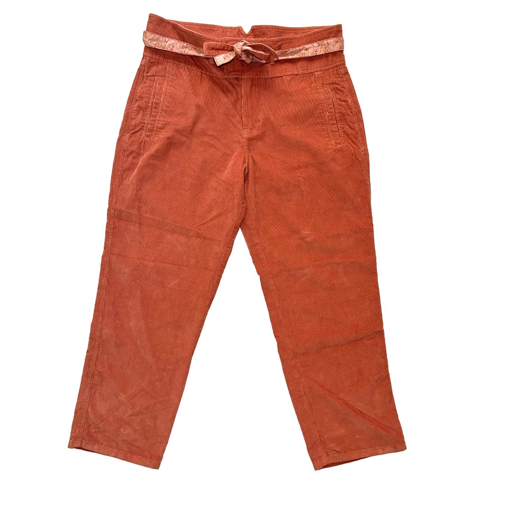 Sundance Women Emily Corduroy Belted Pants 12 Large Fall Burnt Orange Boho Retro